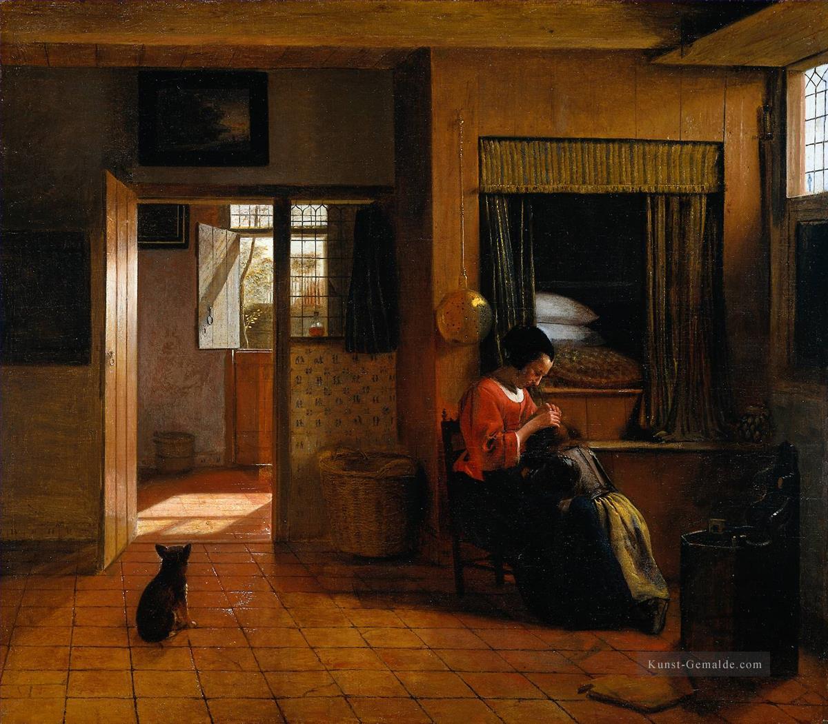 Interieur mit einer Mutter die ihre Kinder Haare alsA Mütter Pflicht Genre Pieter de Hooch bekannt Ölgemälde